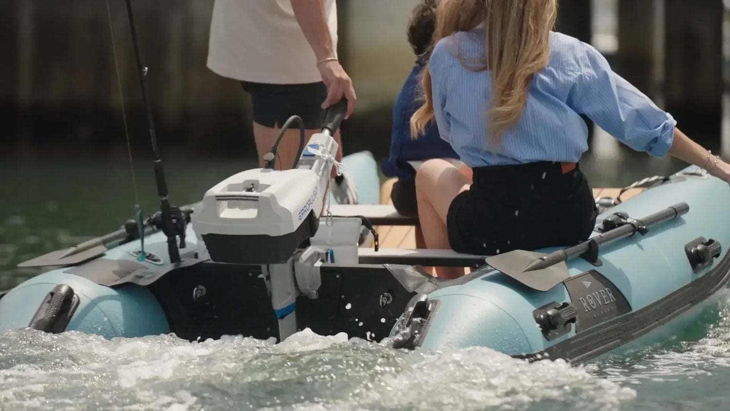 Comparison of inflatable boat sizes showing 8-foot, 10-foot, and 12-foot Rover Marine Battle Boats