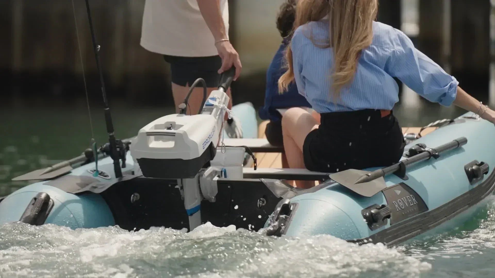 Comparison of inflatable boat sizes showing 8-foot, 10-foot, and 12-foot Rover Marine Battle Boats