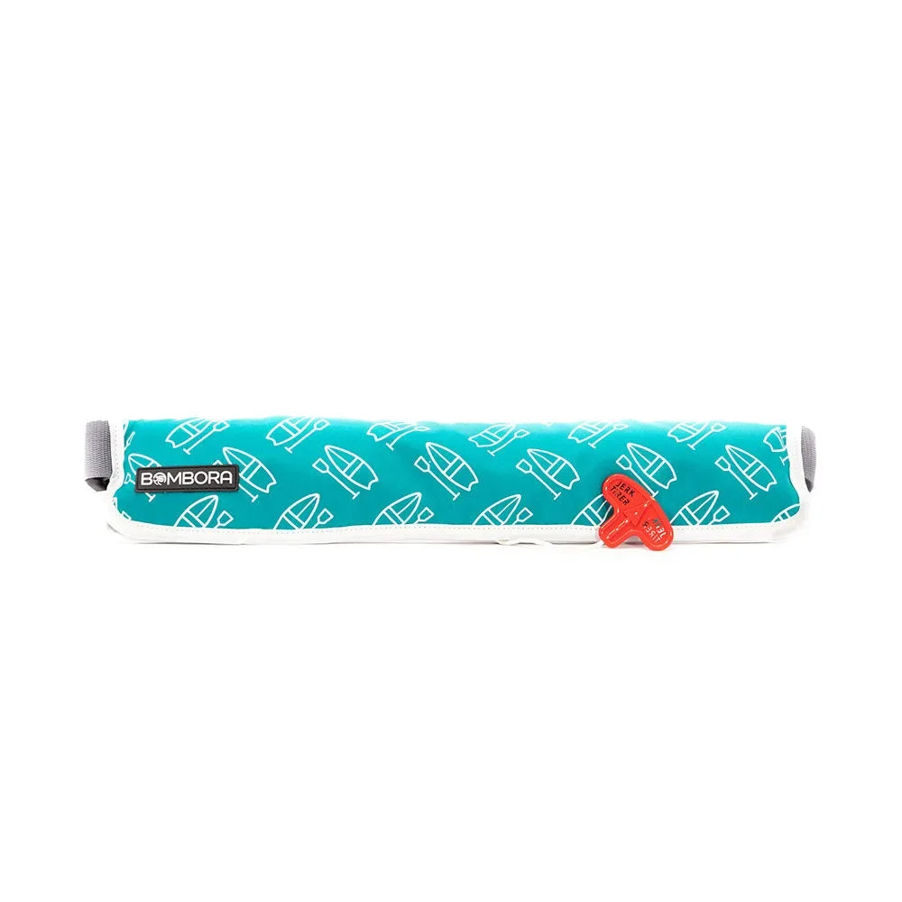 Bombora PFD inflatable life belt in turquoise from the I’d Rather Be Cruisin’ Collection, lightweight 16g CO2 manual inflatable.