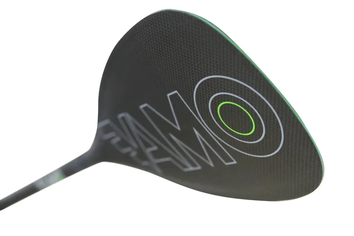 Black carbon fiber paddle blade with Vamo logo for stand up paddleboards.