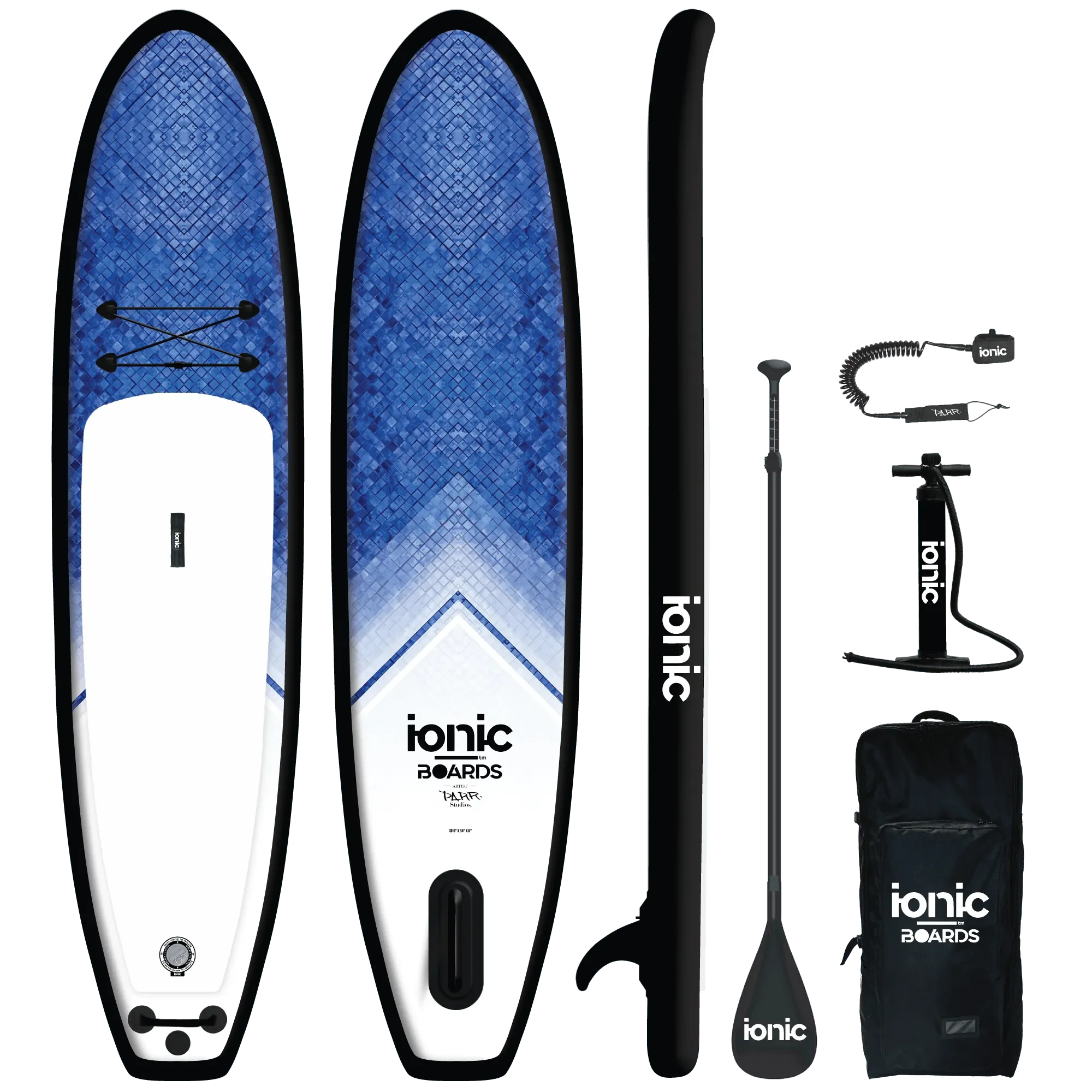 Ionic All Water - Mosaic Blue - 10'6 Inflatable Paddle Board Package - Canadian Board Company