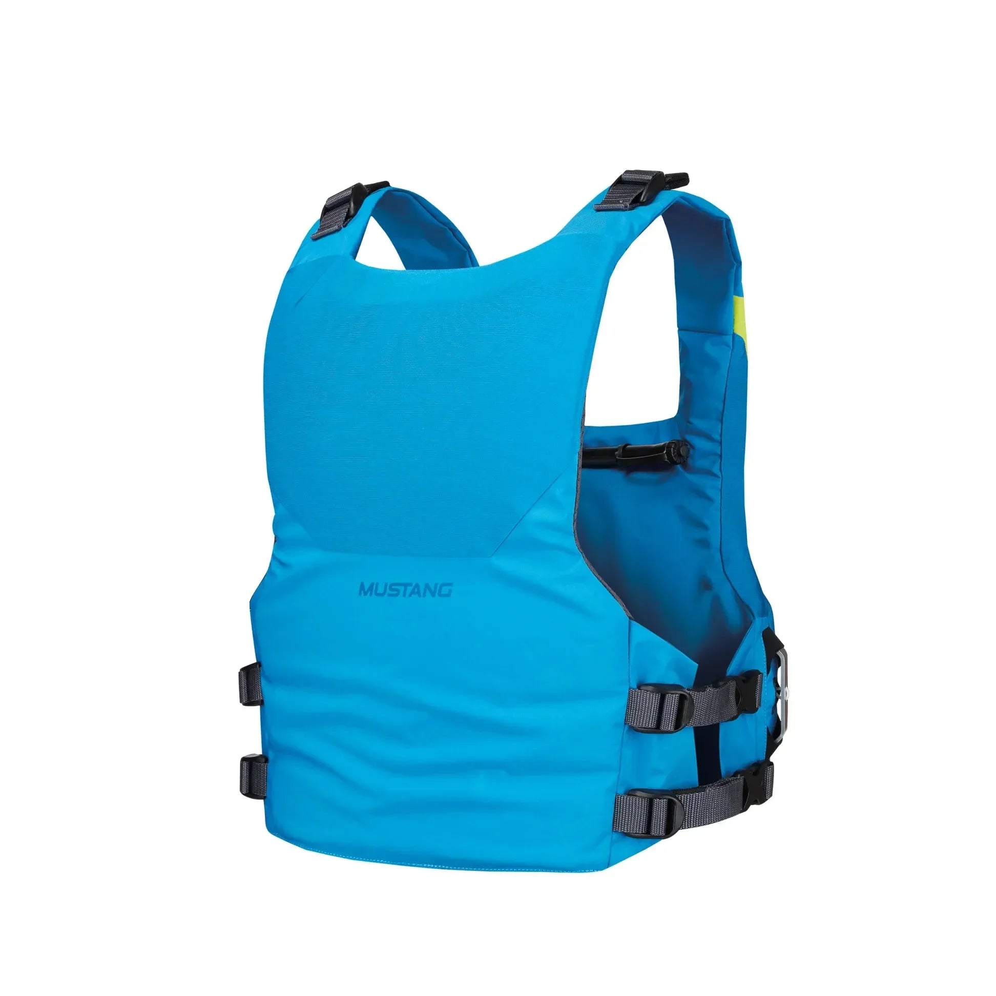 Side view of Mustang Khimera buoyancy aid in blue - compact buoyancy PFD.