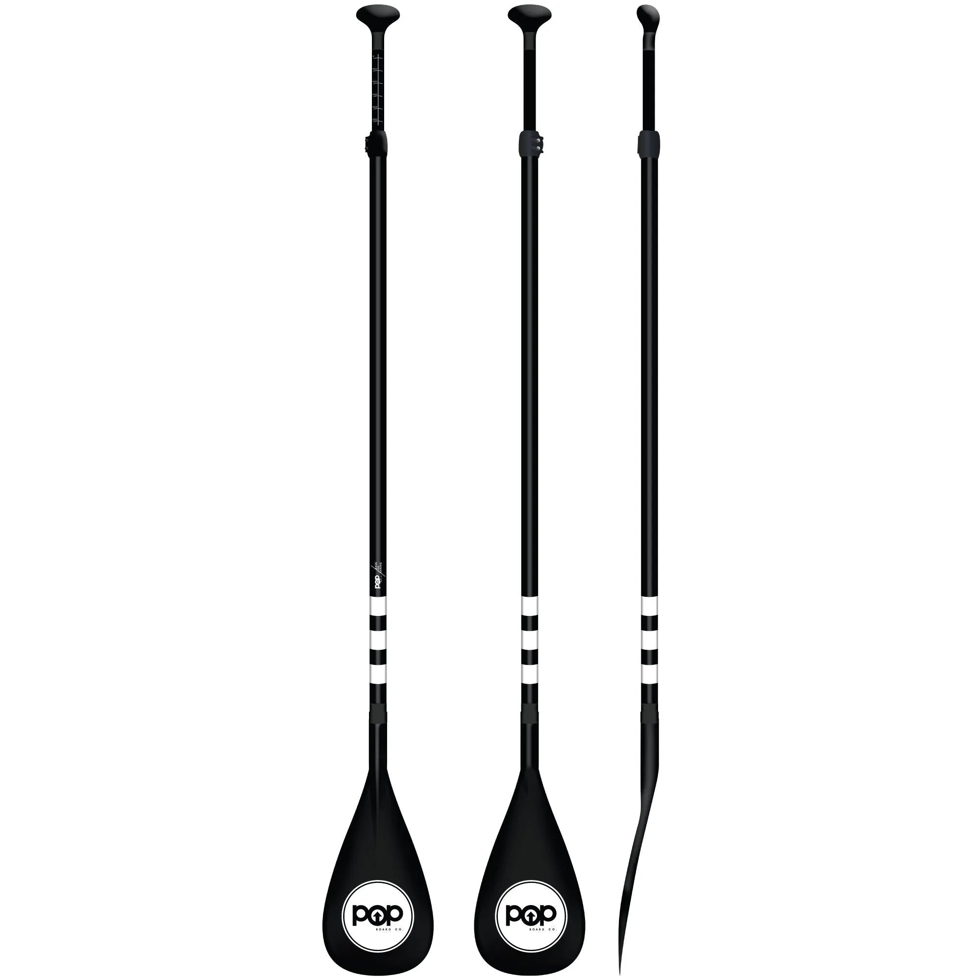 POP Loaner paddle in black adjustable design for paddleboards.