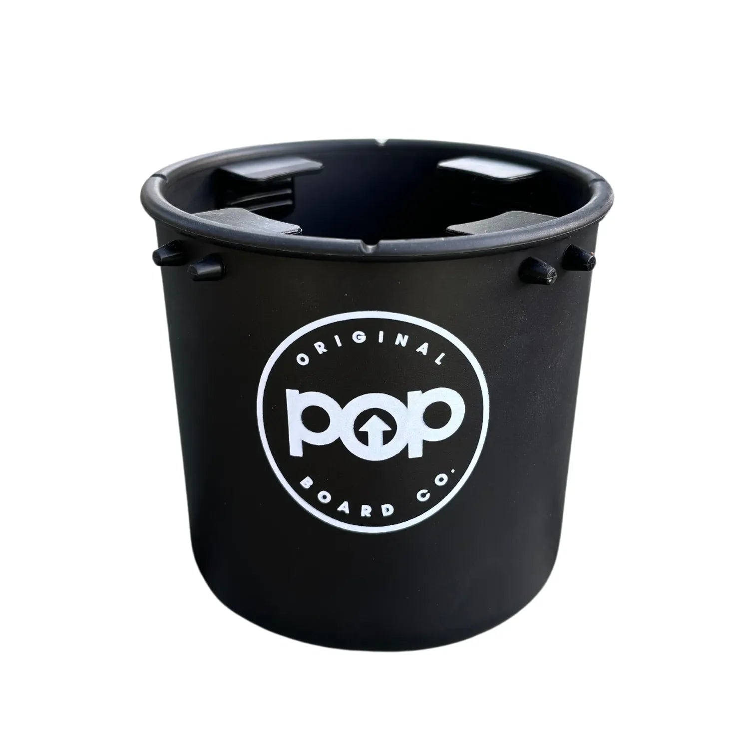 POP universal cup holder attachment for paddleboards and docks.