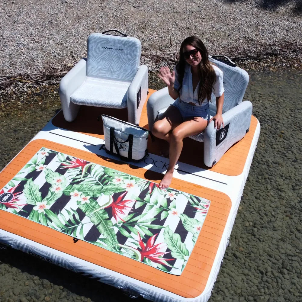 POP Up Chair placed on Dock platform, offering stable and comfortable water seating.
