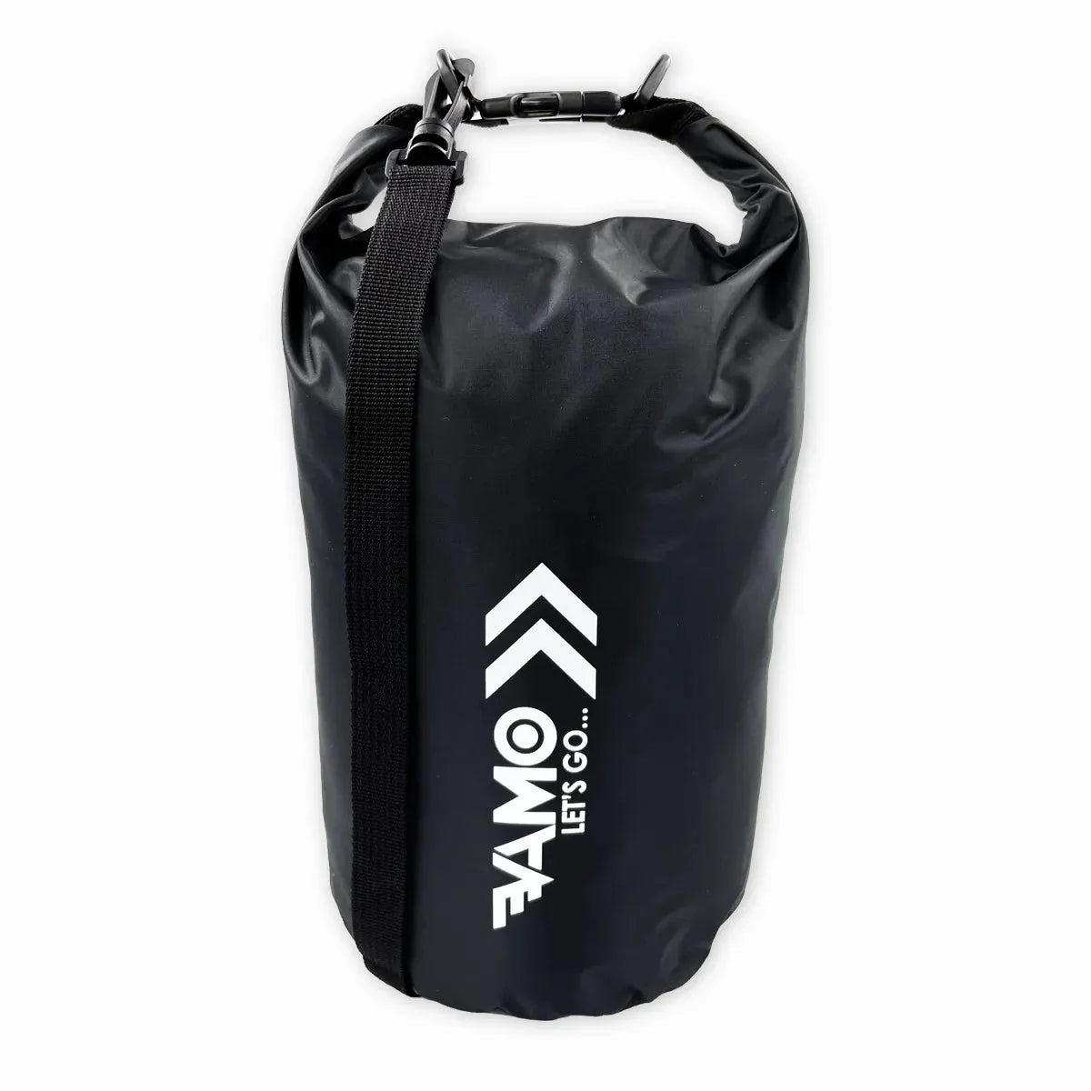 Vamo roll top dry bag 20L in black, waterproof gear bag for paddleboarding and outdoor use.
