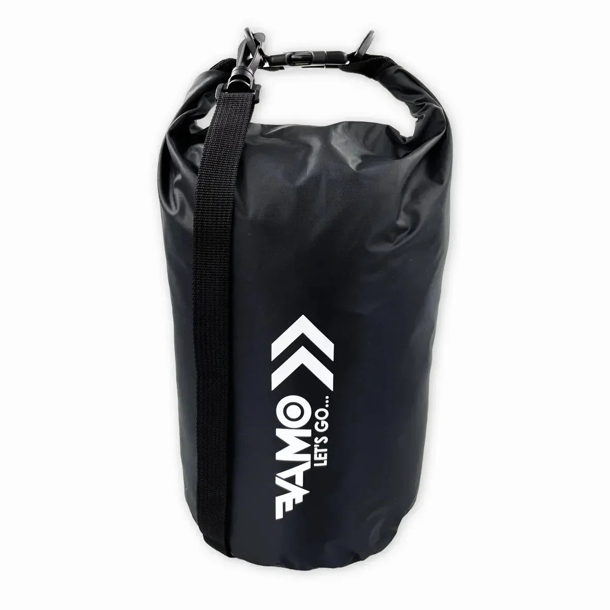 Vamo roll top dry bag 20L in black, waterproof gear bag for paddleboarding and outdoor use.