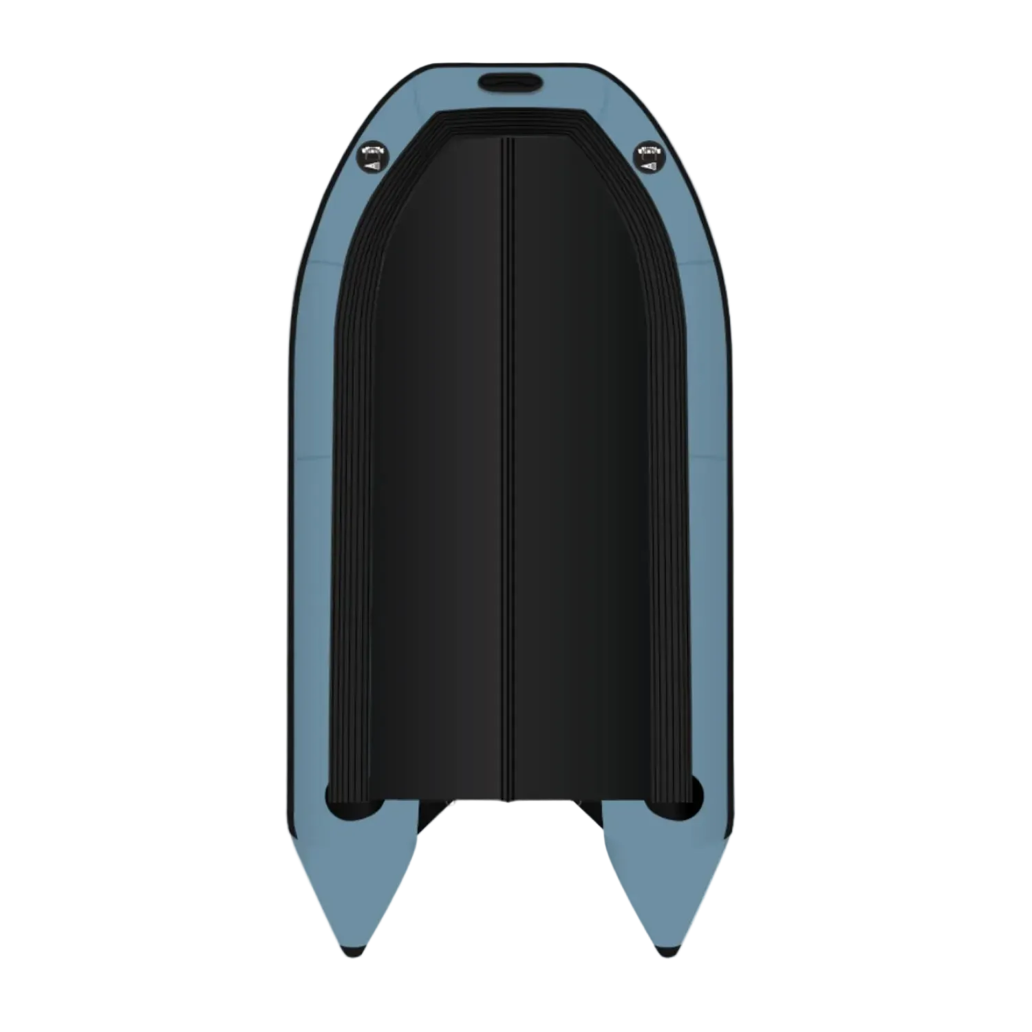 Bottom view of the Rover Marine Battle Boat inflatable watercraft, showing its durable hull and streamlined design for stability and performance on the water.