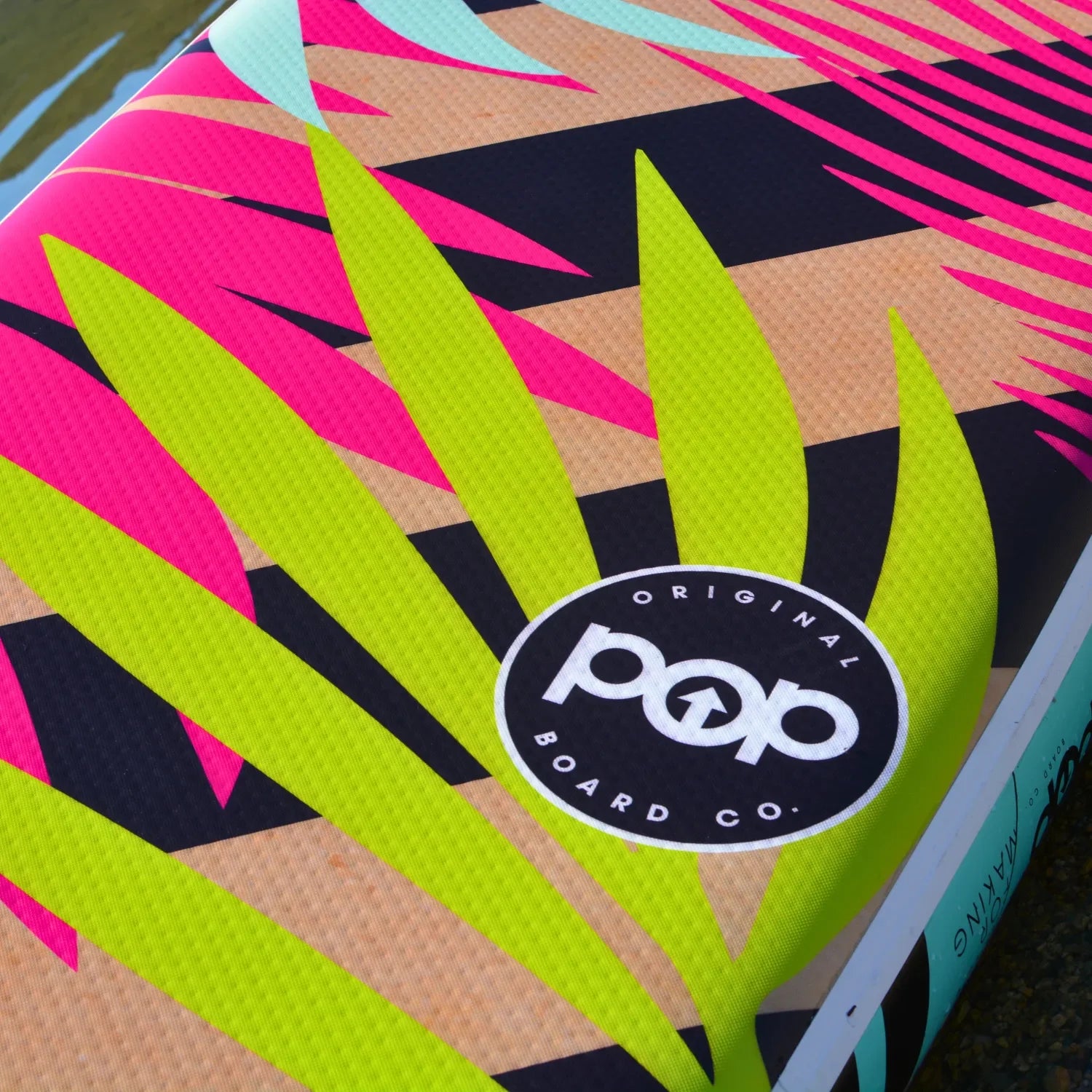 POP Board Co. logo printed on the Royal Hawaiian 10’6 inflatable paddleboard.