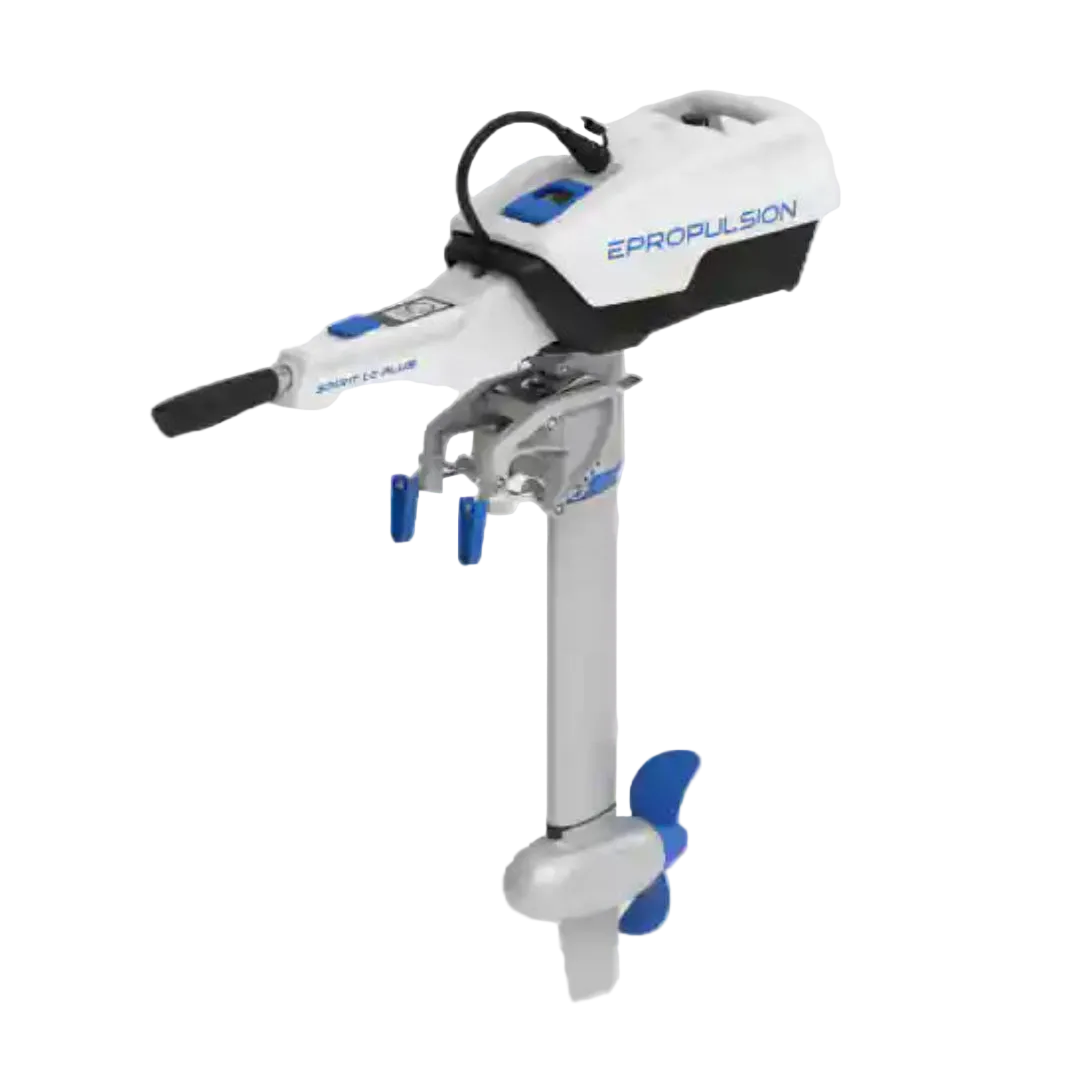Outboard motor with Epropulsion branding on a light gray background