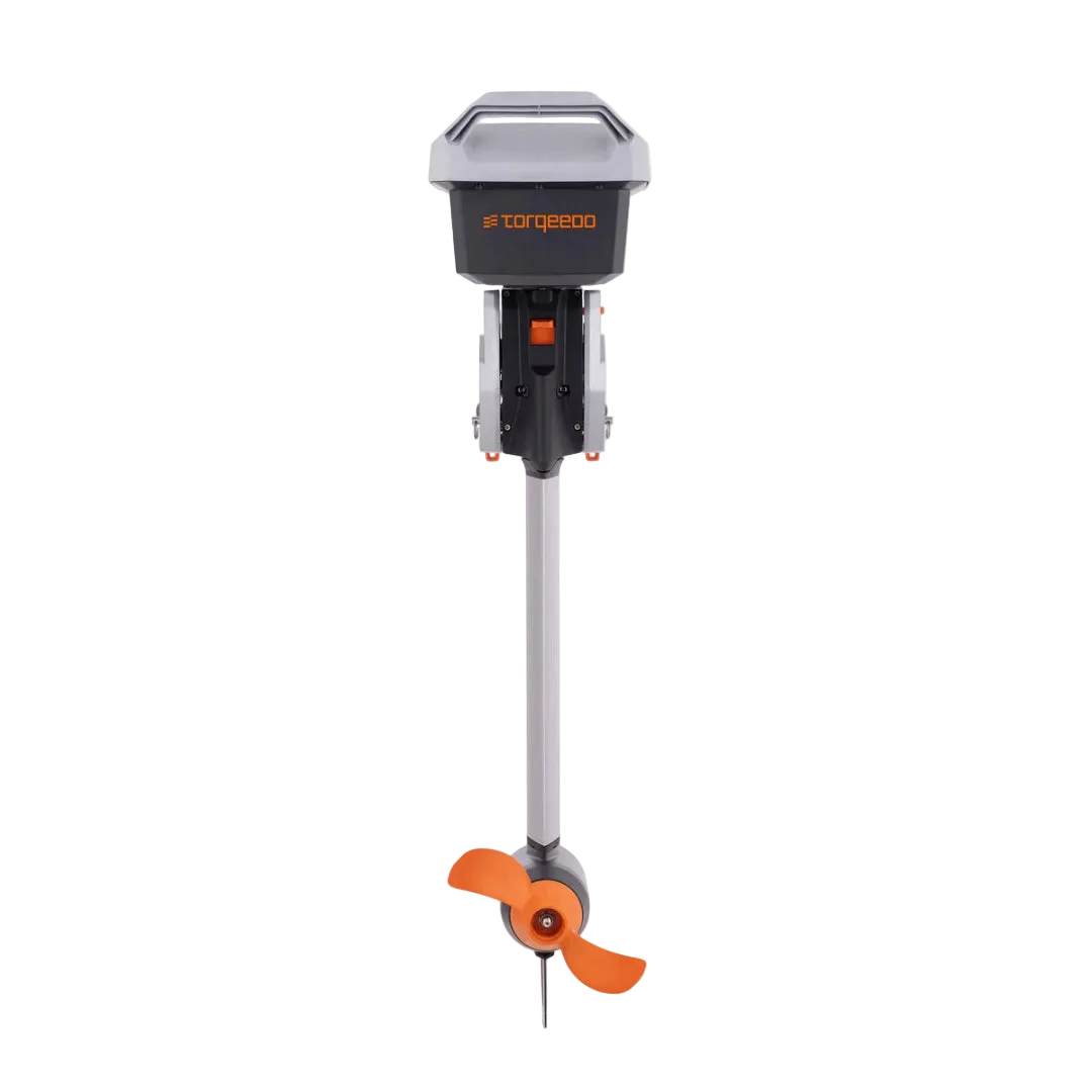 Gardening tool with orange accents on a white background