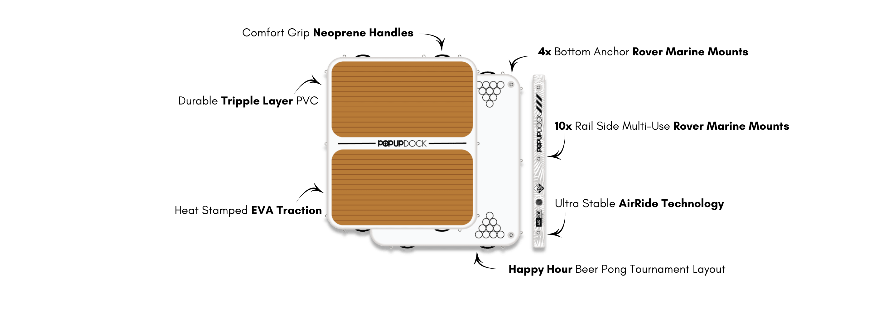 Overhead design of a used POP Up Dock, part of the Green Program resale collection.