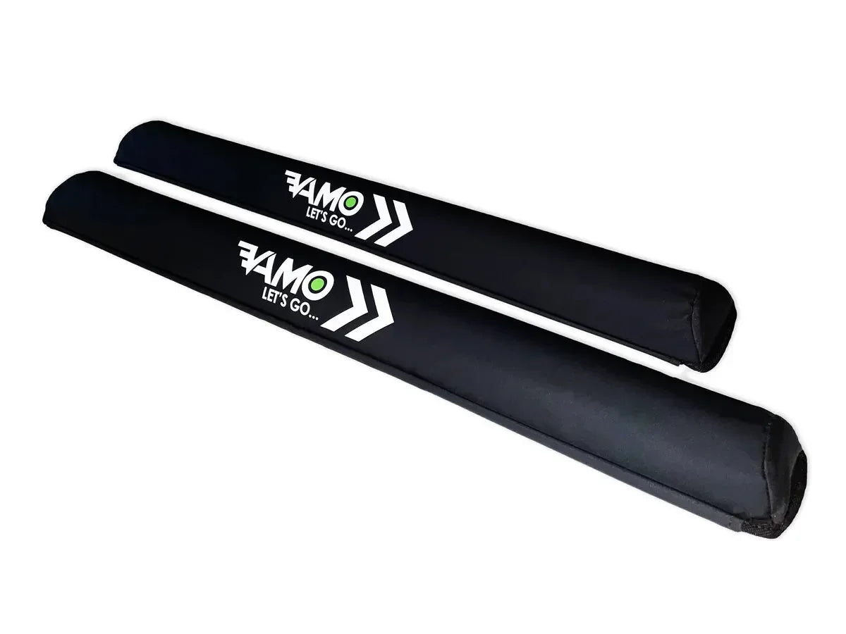 Pair of Vamo 30” x 18” aero bar rack pads for SUP, kayak, and surfboard transport.