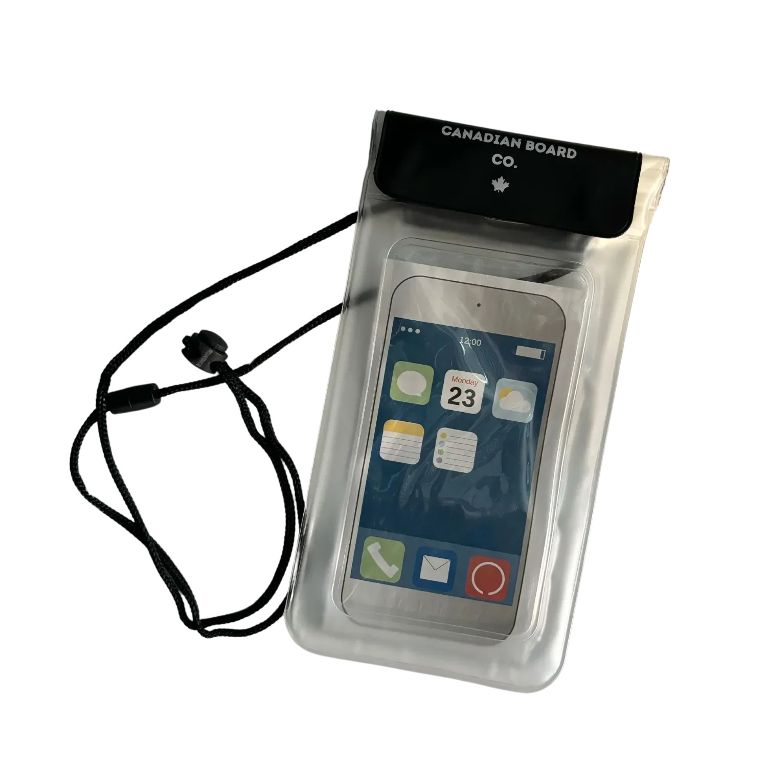 Waterproof phone pouch by POP Board Co. with lanyard, designed to keep smartphones safe during paddleboarding and water activities.
