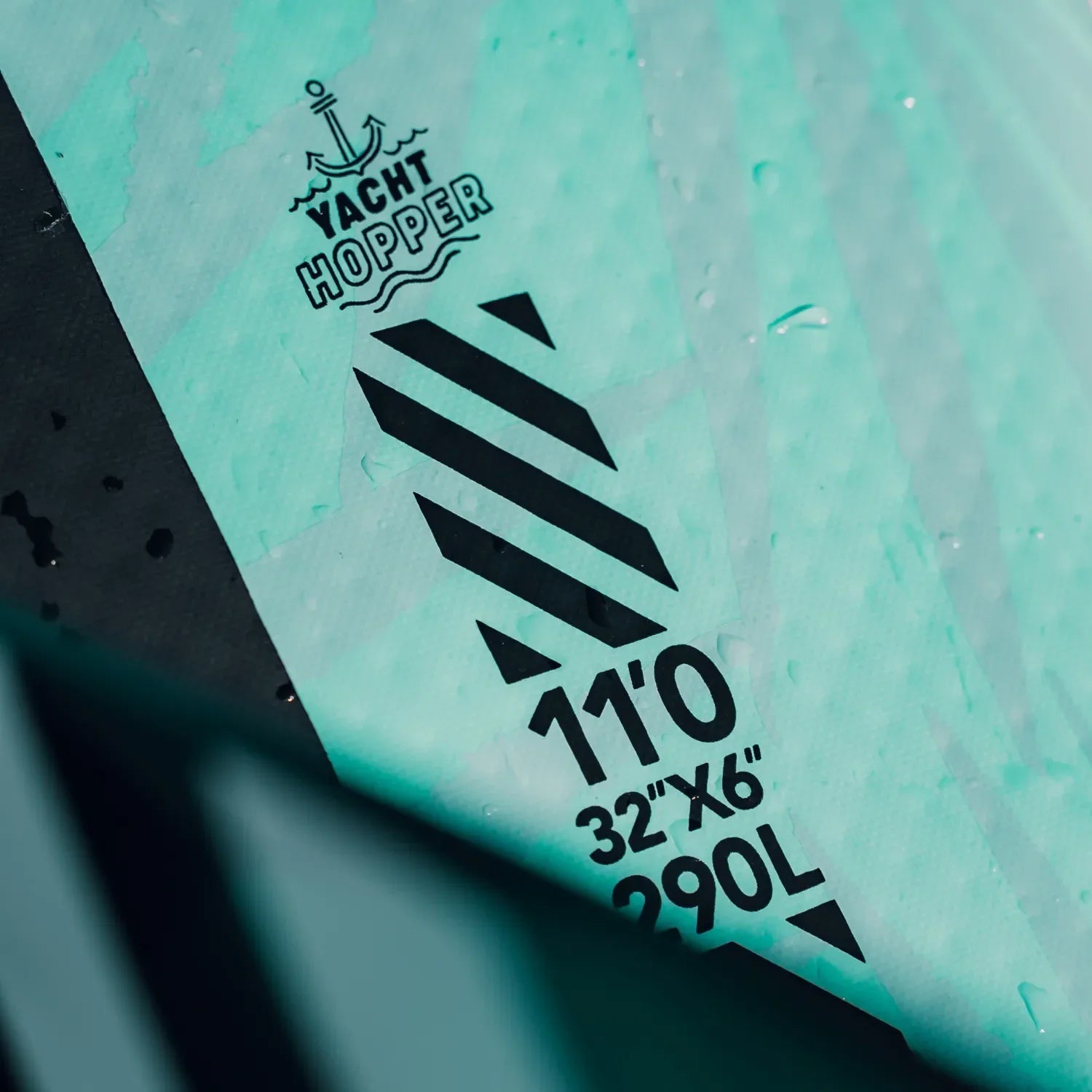 POP Board Co. logo and inflation port on Yacht Hopper 11'0 inflatable paddleboard.