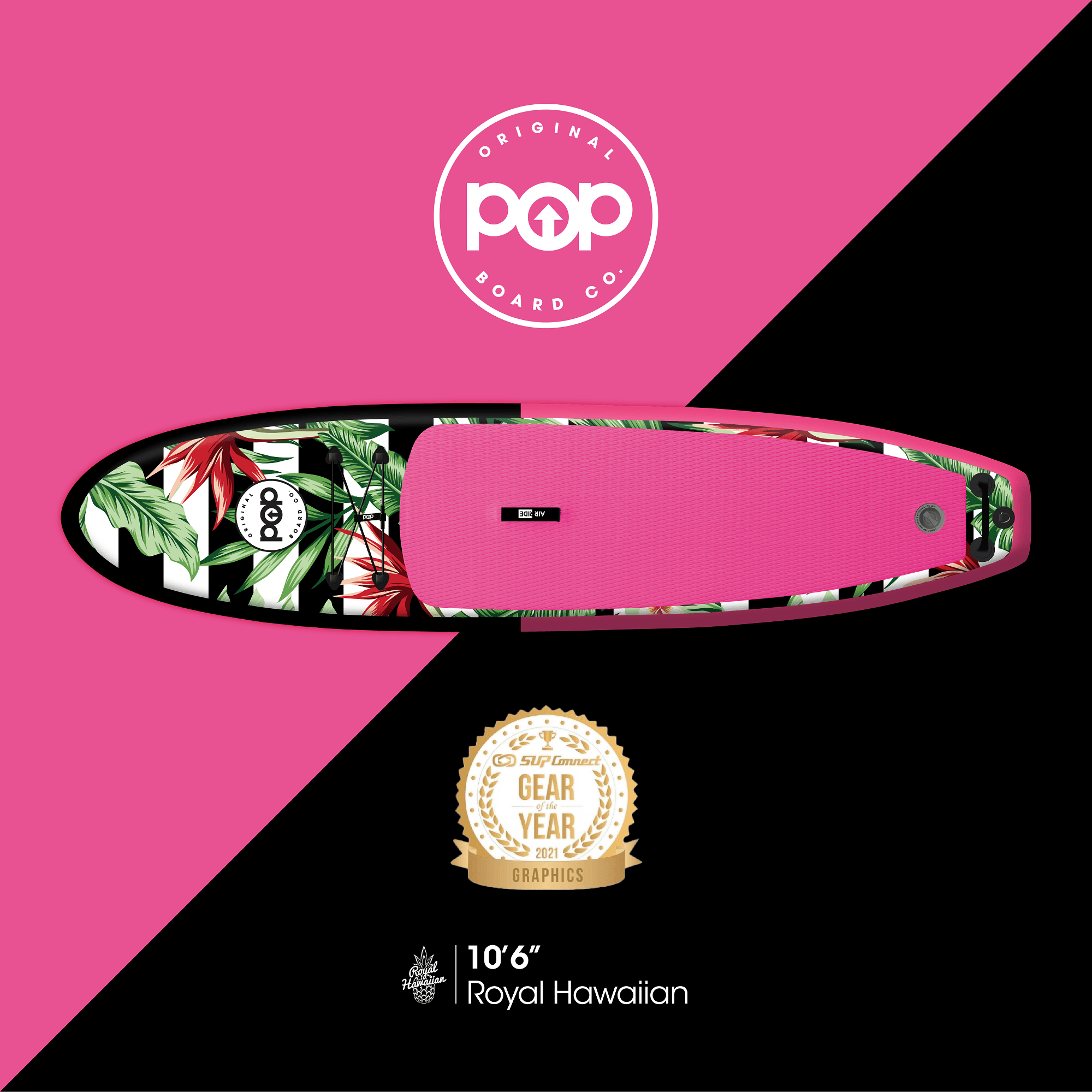 10'6 Royal Hawaiian Pink/Black - Canadian Board Company