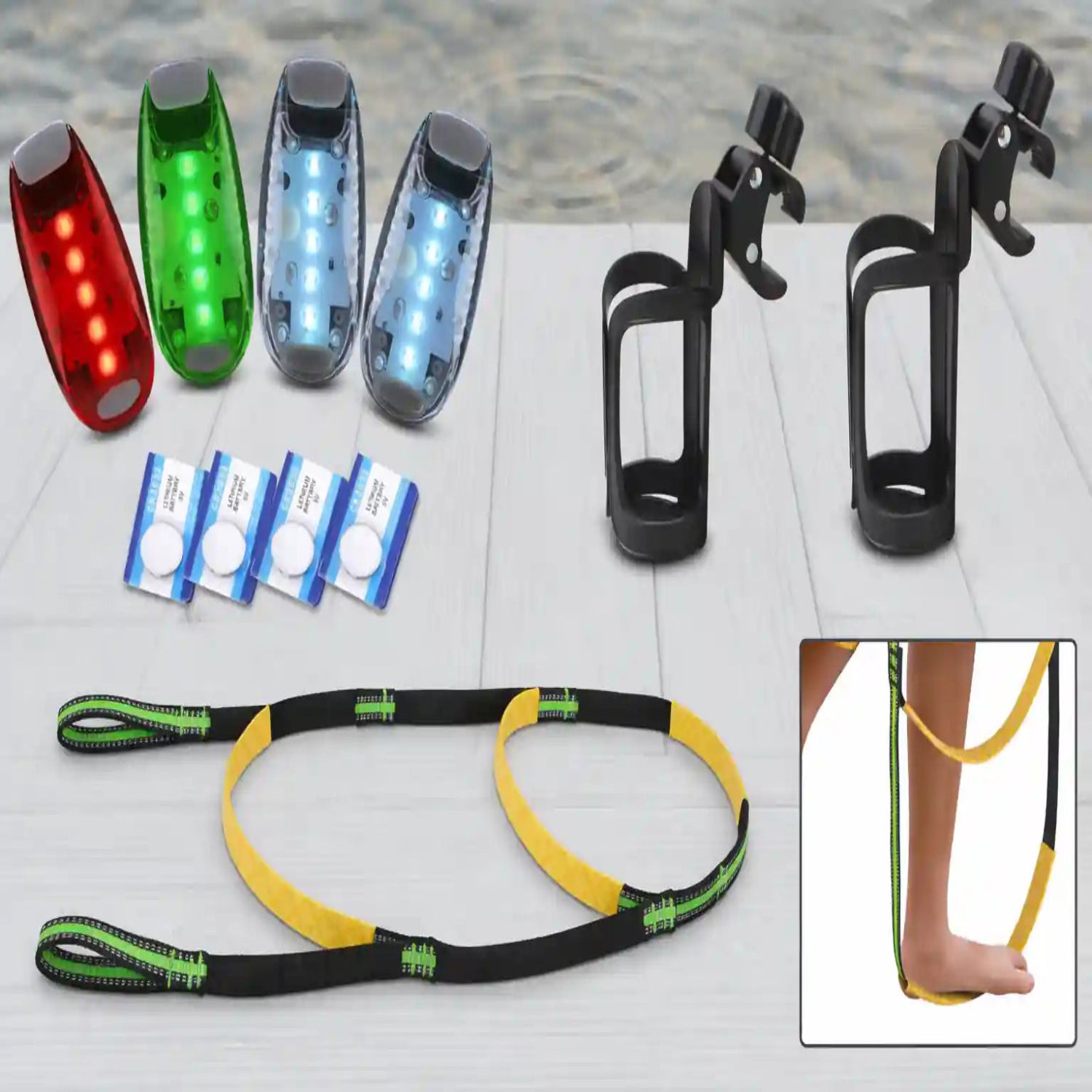 one image showing bundle of nav lights cup holders and ladder 