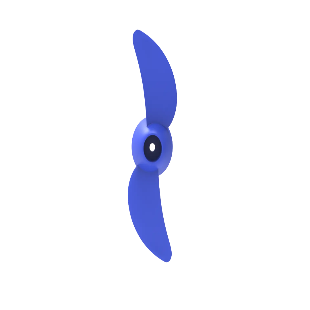 the image is showing blue propeller for outboard motor