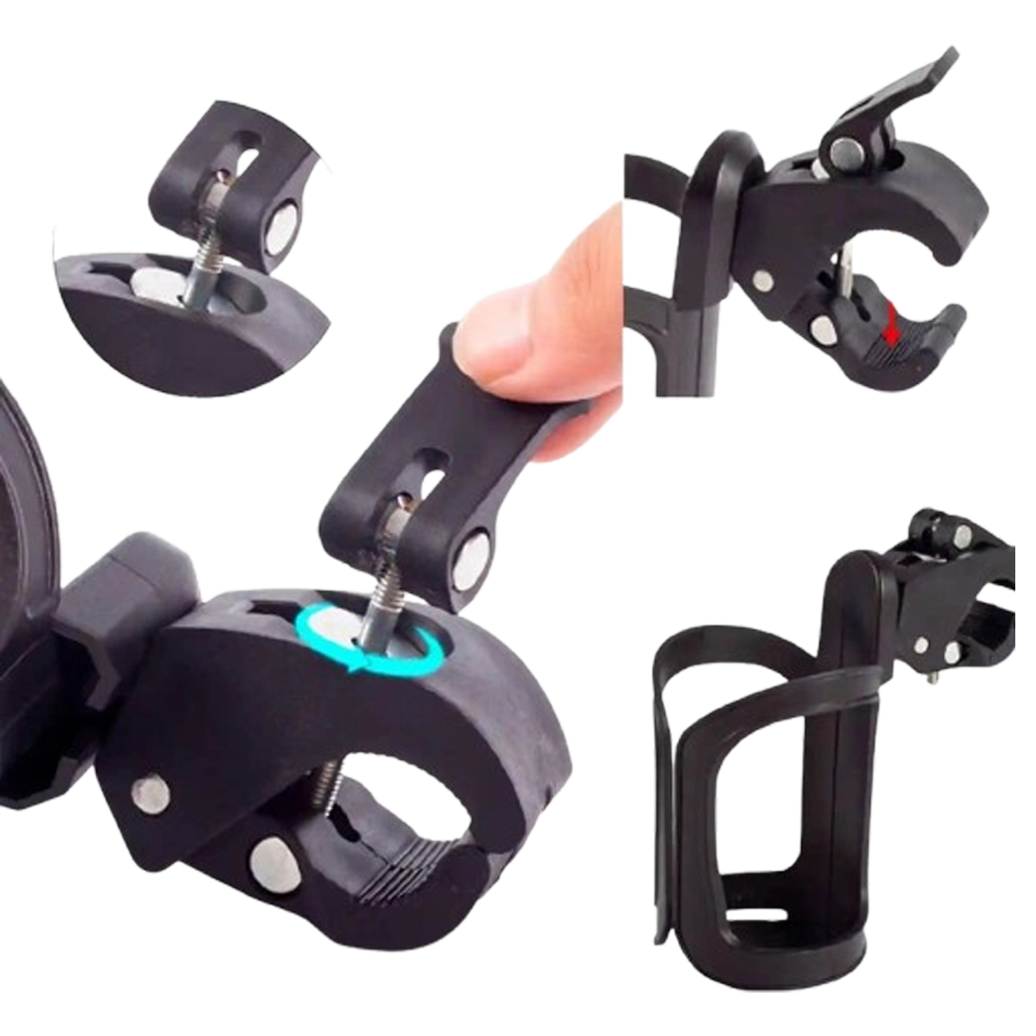 Boat cup holder clamp installation on railing tool-free mount marine grade