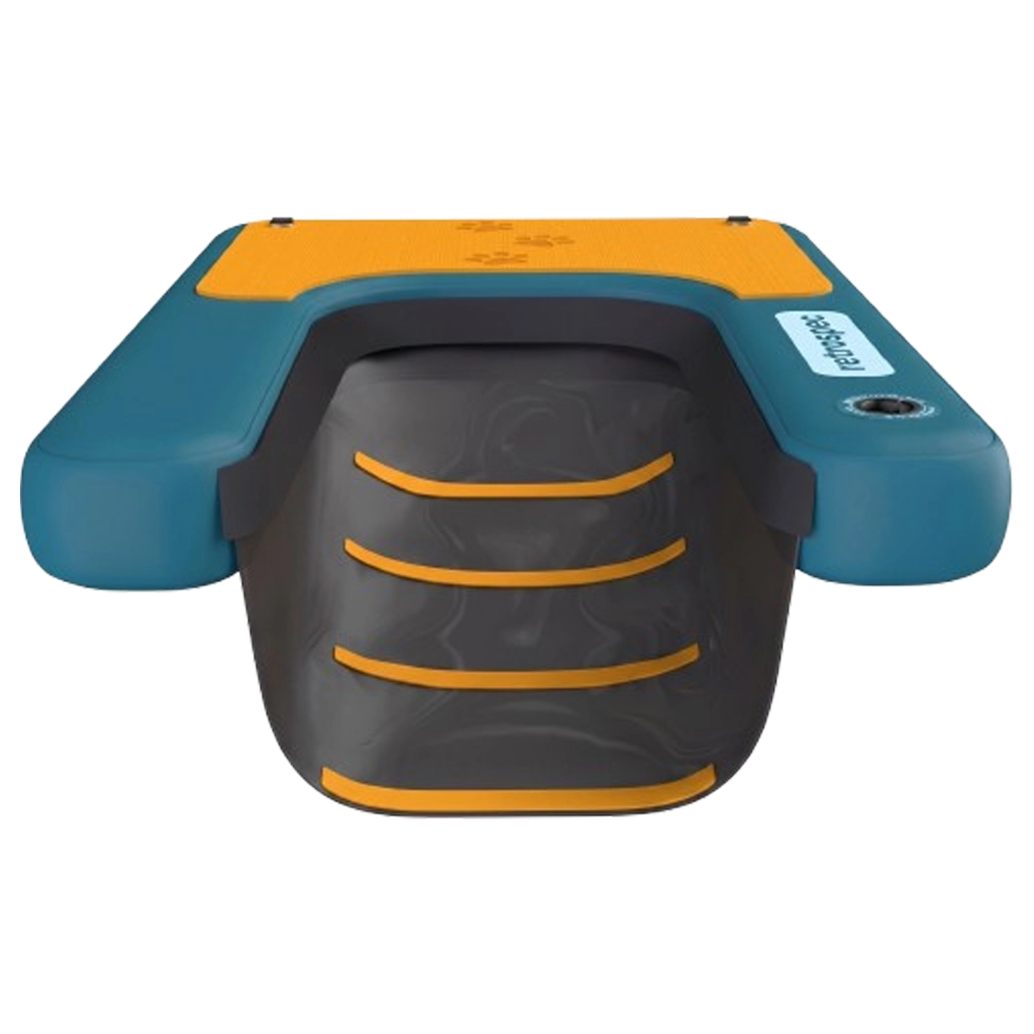 High visibility dog ramp steps on inflatable floating platform