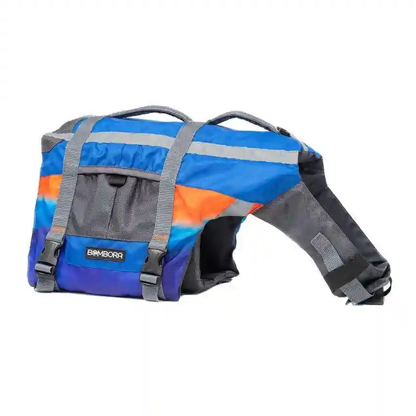 Dog life vests displayed in several colours