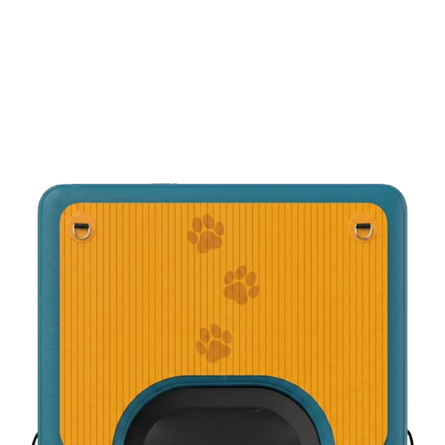 Non-slip deck pad and D-rings on inflatable dog dock ramp