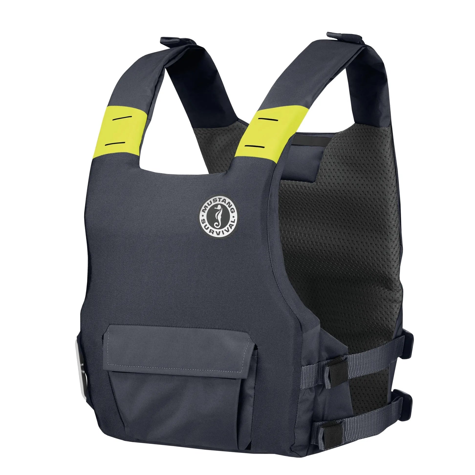 Mustang Khimera buoyancy aid in black - comfortable front view flotation device.