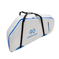 White and blue Epropulsion surfboard bag with black straps on a white background