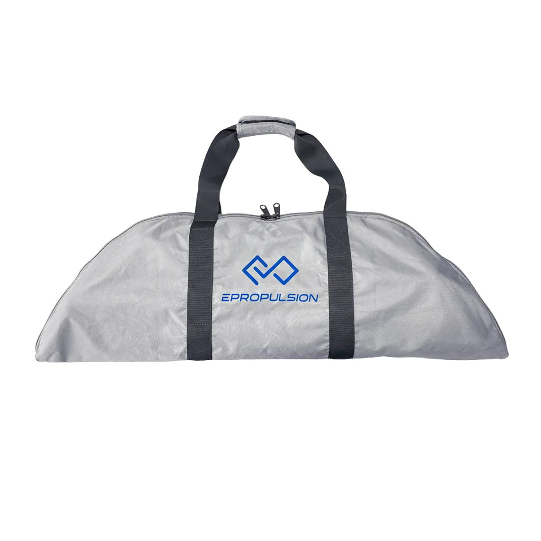 Gray carrying bag with black straps and Epropulsion logo on a white background