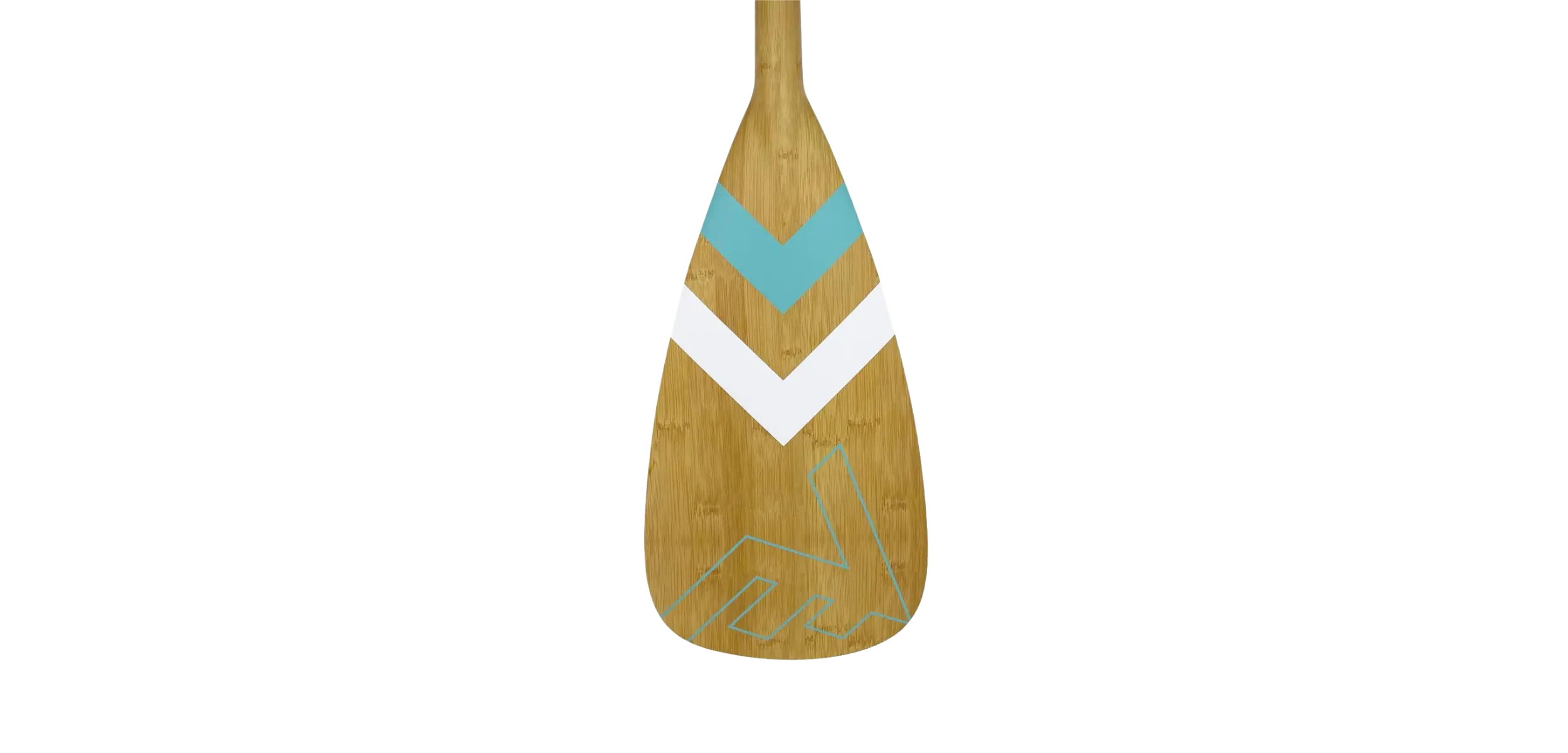 POP bamboo SUP paddle with turquoise and white chevron design