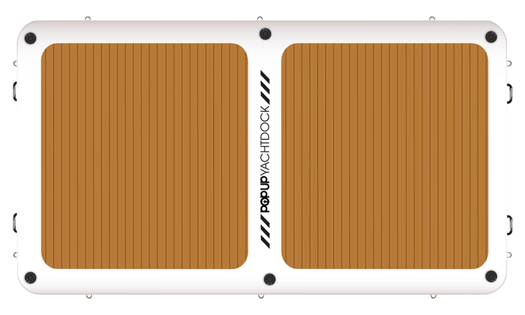 Top view of POP YachtDock inflatable dock with dual V-Teak traction pads for non-slip stability.