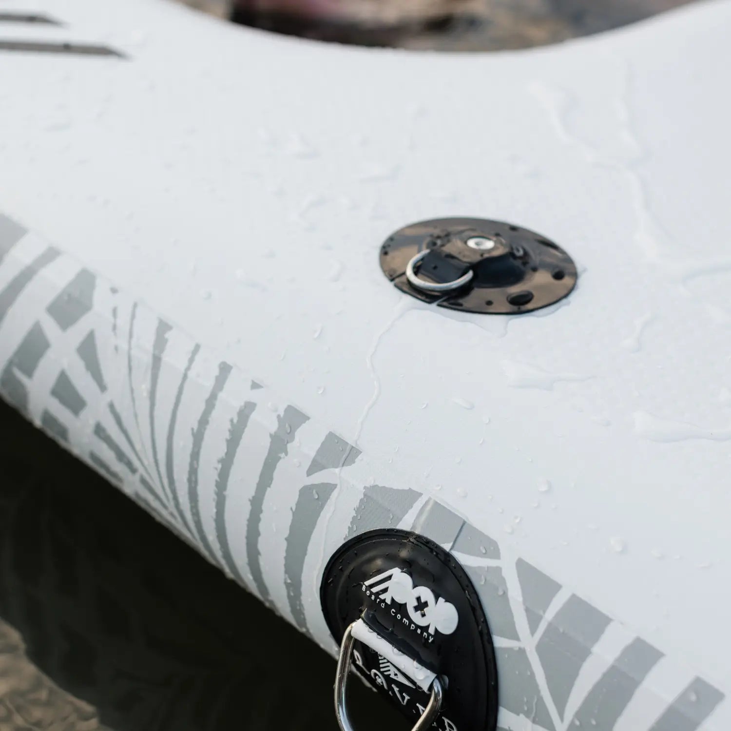 POP AquaDock screw-in mount and D-ring detail for securing accessories.