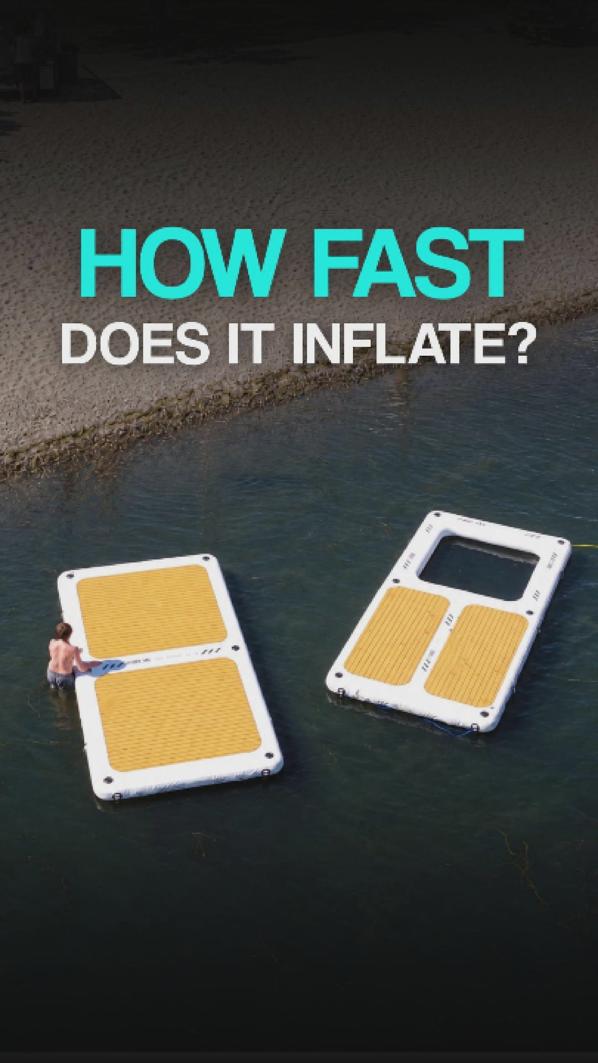 How fast a POP inflatable dock inflates, shown on the water