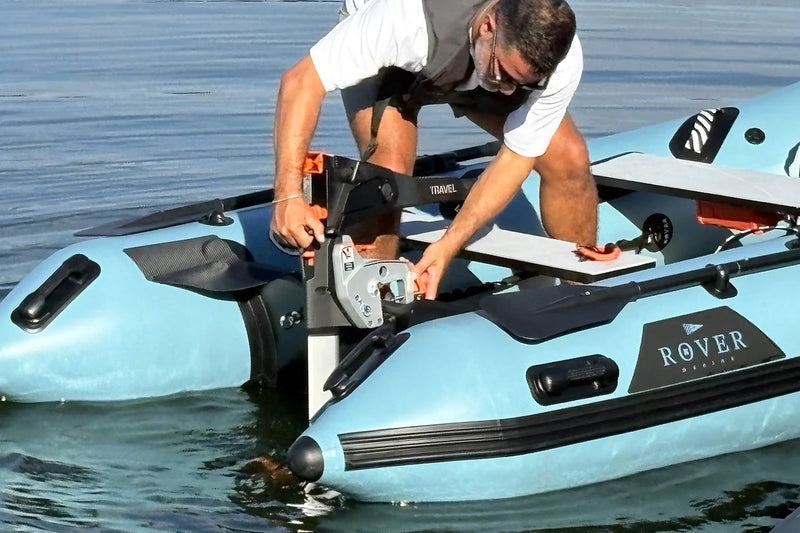 Mounting a Torqeedo Travel electric outboard on the Rover Marine Battle Boat transom
