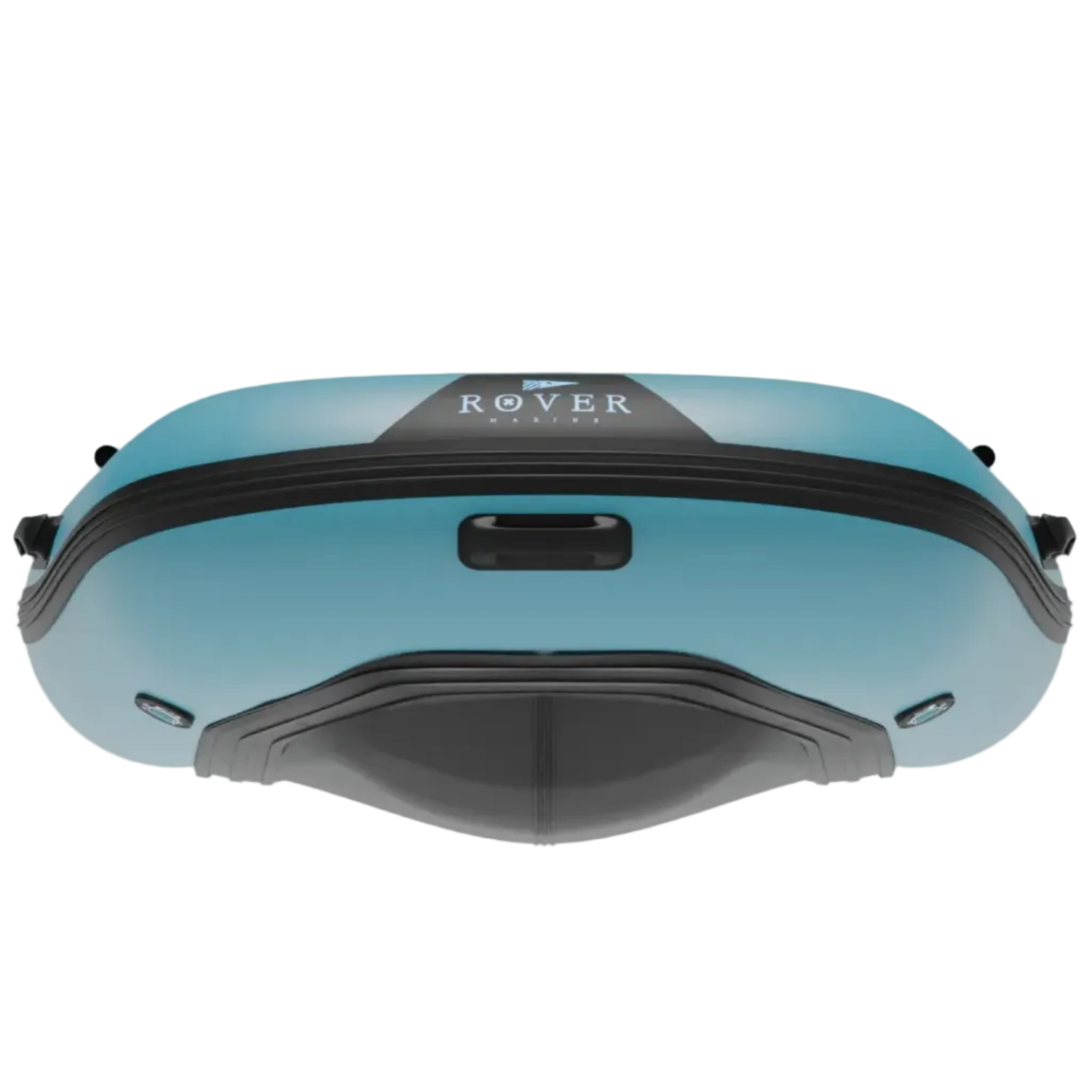Front bow view of the Rover Marine inflatable battle boat showing the aerodynamic hull shape and branding.