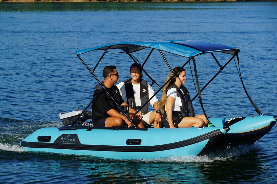 Group riding in the 12 ft Rover Marine Battle Cat, the biggest Battle Cat deck