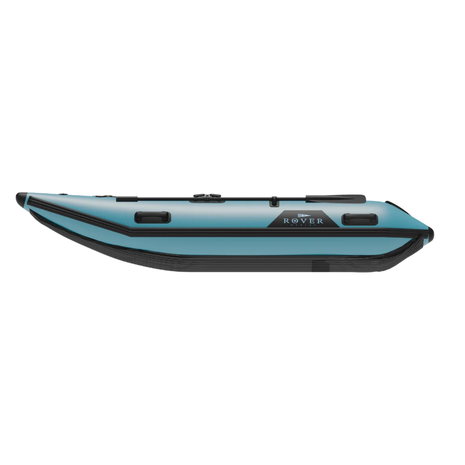 Left side profile of the Rover Marine Battle Cat inflatable boat.