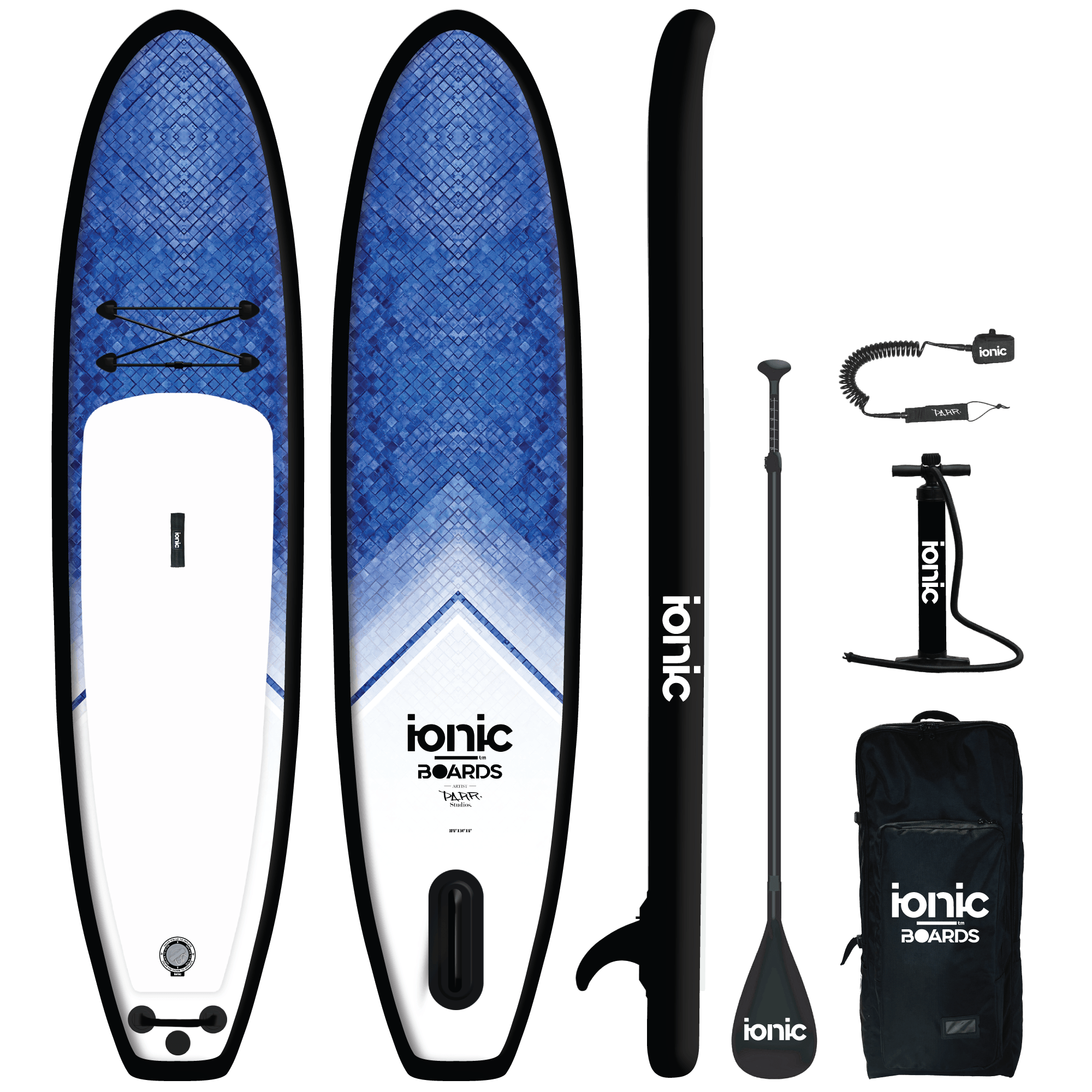 Ionic All Water - Mosaic Blue - 10'6 Inflatable Paddle Board Package - Canadian Board Company